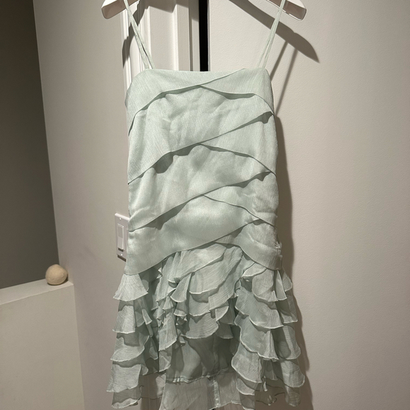 Light Blue Mint Ruffle Mini Dress - Picture 5 of 9